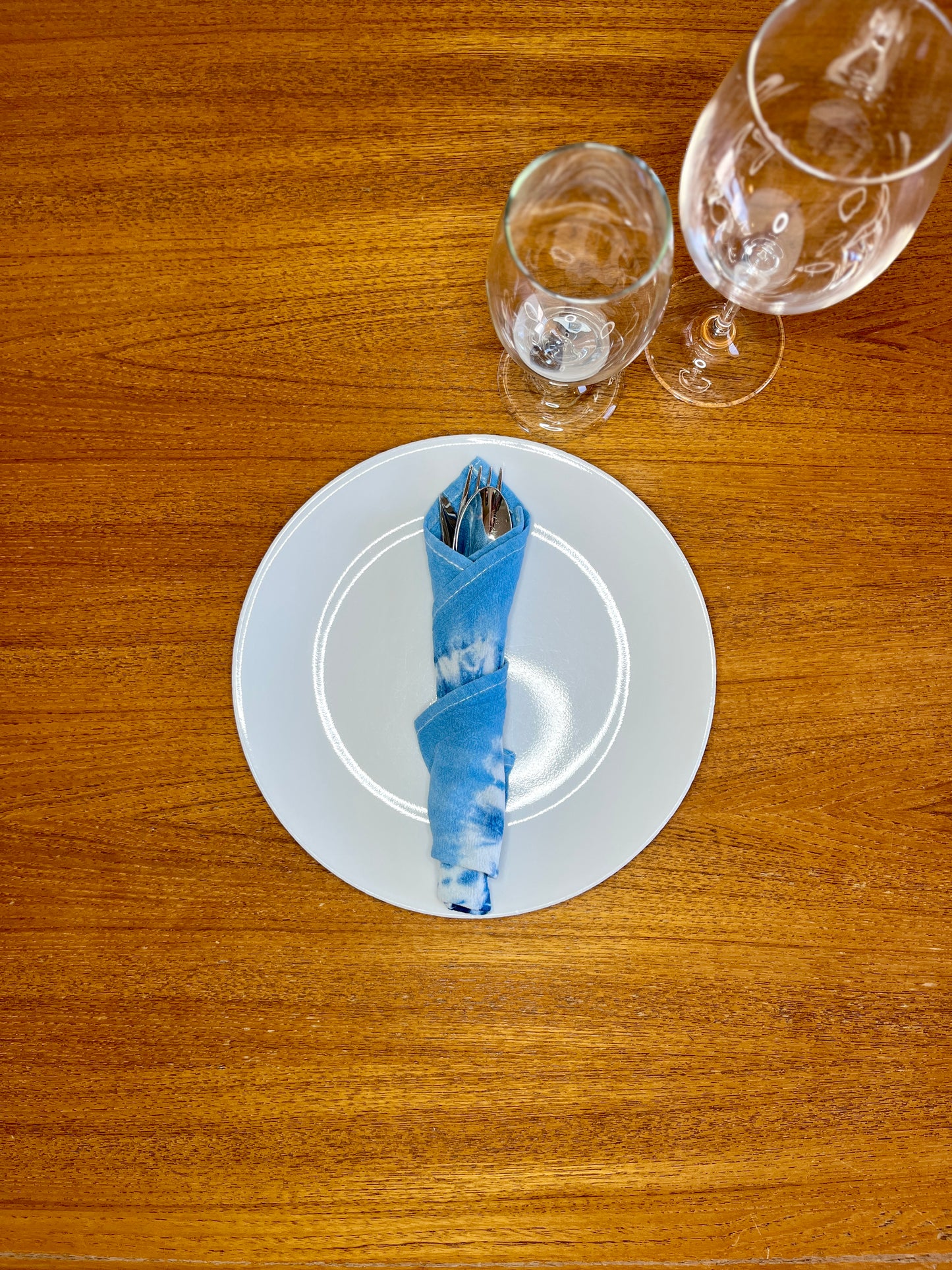 Indigo Shibori Hand-Dyed 100% Cotton Napkins- set of 4 Burst Pattern