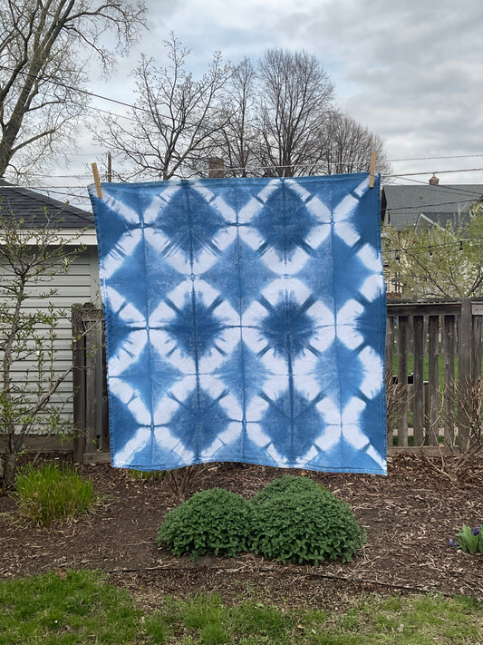 Indigo Shibori Hand-Dyed 100% Cotton Towel 8