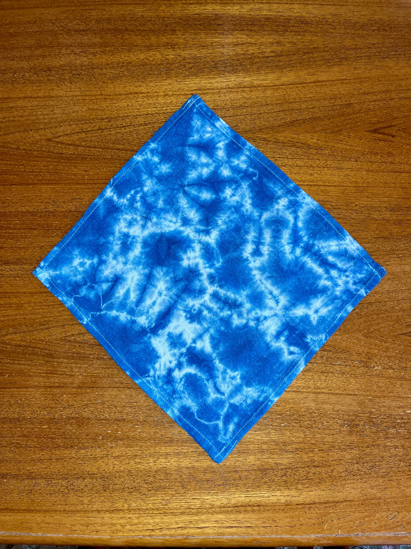 Indigo Shibori Hand-Dyed 100% Cotton Napkins- set of 4- Dark Galaxy pattern