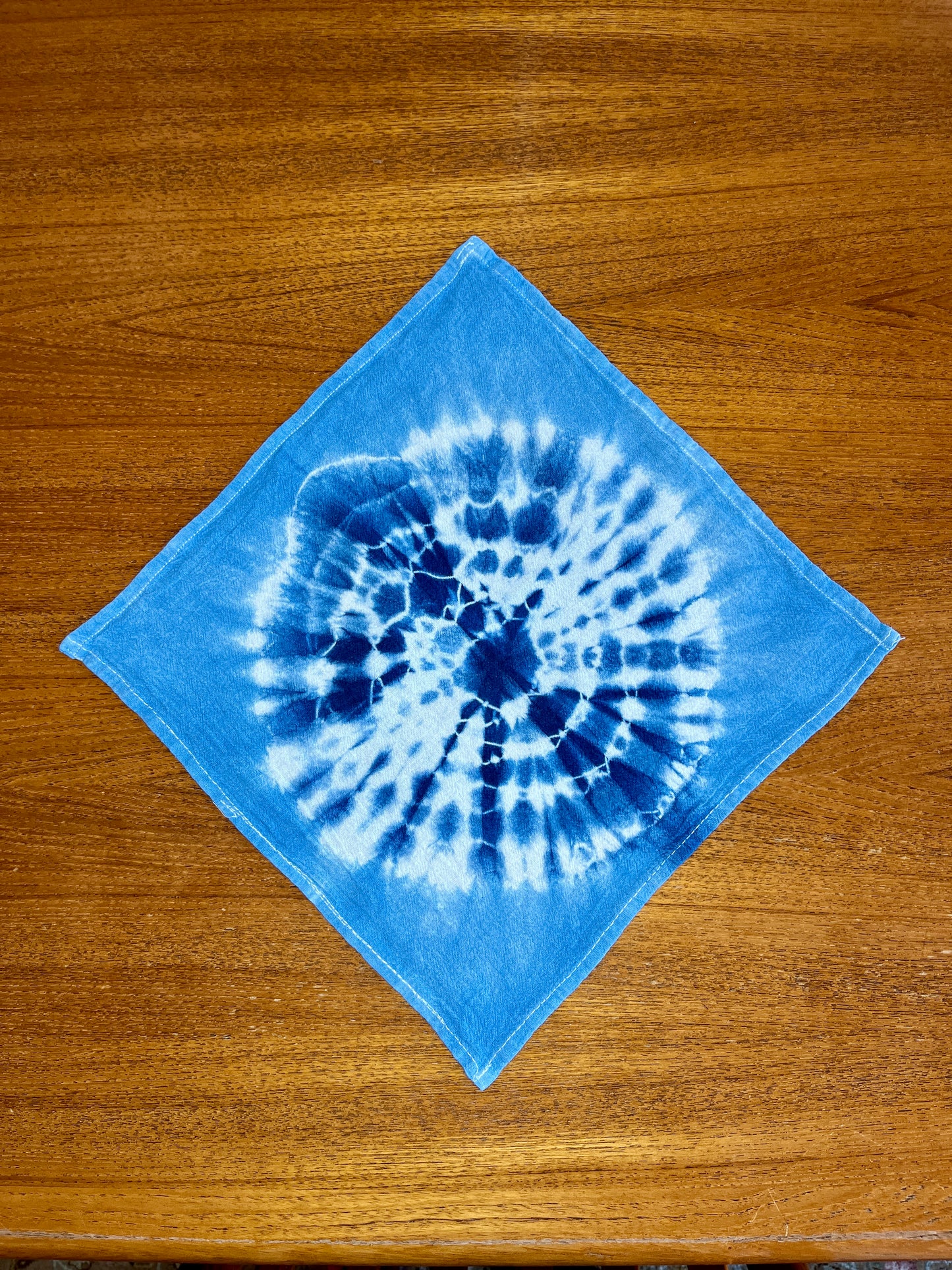 Indigo Shibori Hand-Dyed 100% Cotton Napkins- set of 4 Burst Pattern